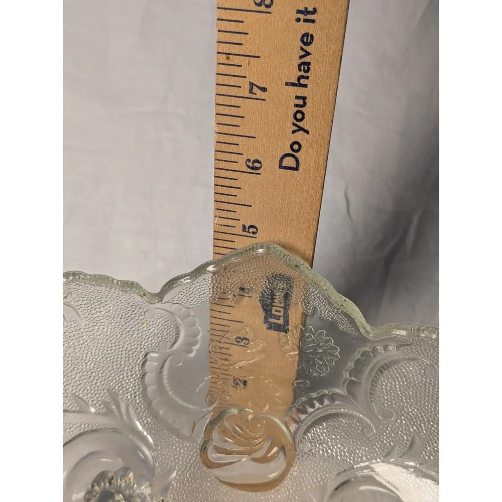 Vintage jeanette clear glass lombardi‎ depression footed fruit bowl scallopped